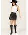 Image #1 - Rock & Roll Denim Women's Faux Leather Studded Mini Skirt, Black, hi-res