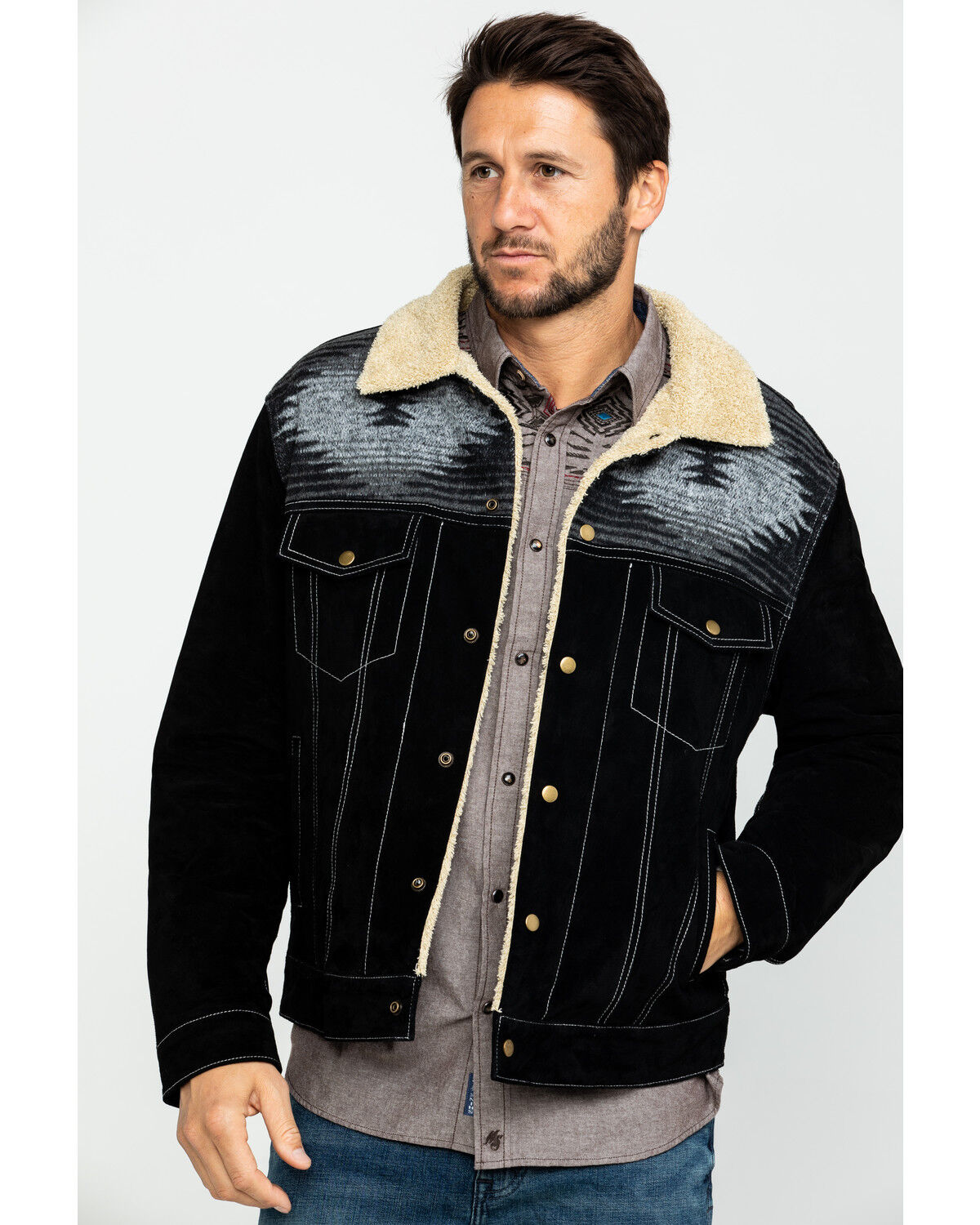 Image #1 - Scully Men's Boar Suede Jean Jacket, Black, hi-res