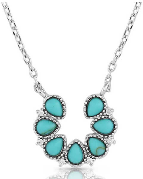 Montana Silversmiths Women's Lucky Seven Turquoise Necklace, Silver, hi-res