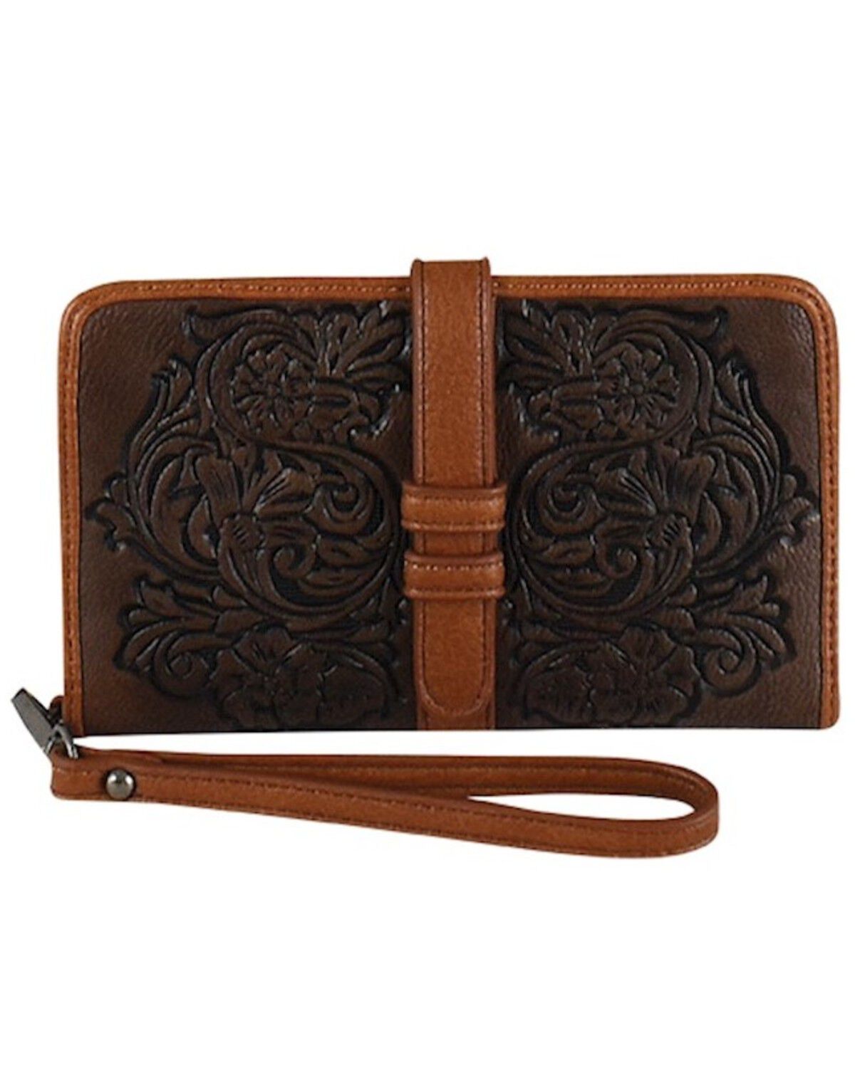 Image #1 - Justin Women's Embossed Large Wallet, Brown, hi-res