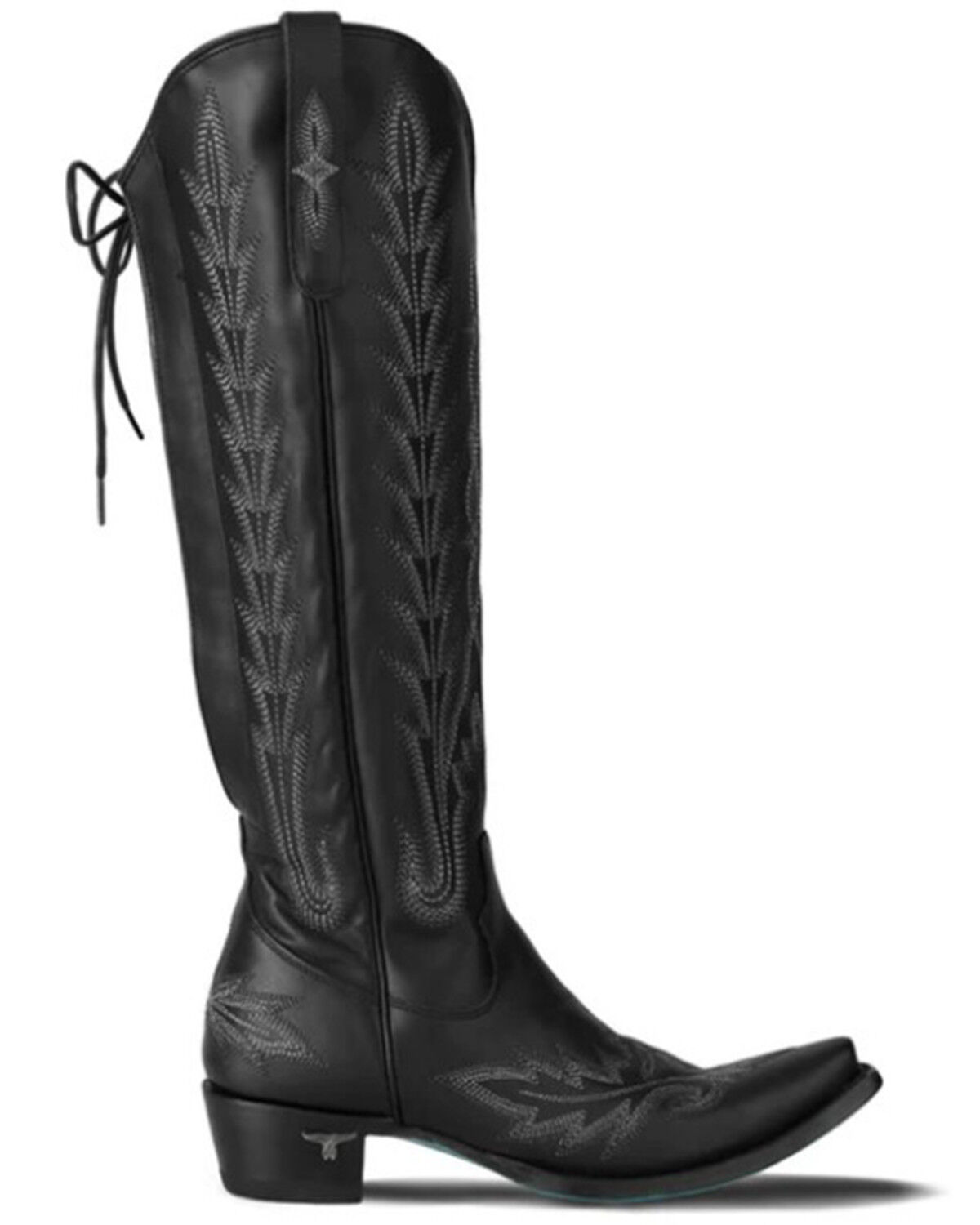 Image #2 - Lane Women's Lexington Knee High Corset Western Boots - Snip Toe, Jet Black, hi-res