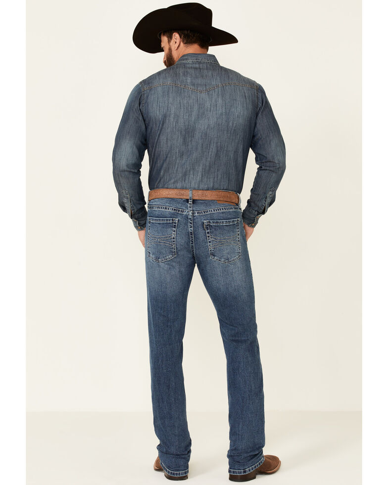 Rock & Roll Denim Men's Hooey Revolver Medium Vintage Stretch Slim Straight Jeans, Blue, hi-res