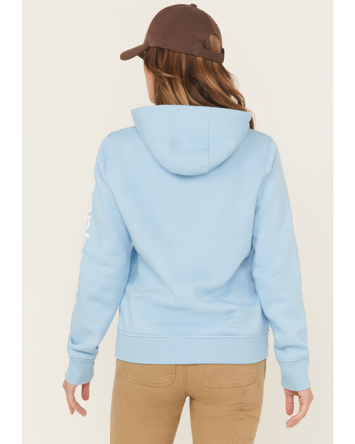 Image #4 - Carhartt Women's Relaxed Fit Midweight Logo Graphic Hoodie, Blue, hi-res