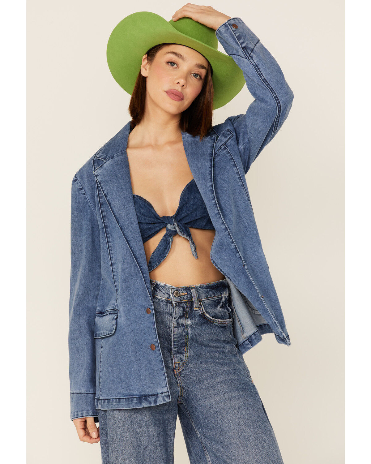 Image #1 - Lola Women's Denim Blazer, Blue, hi-res