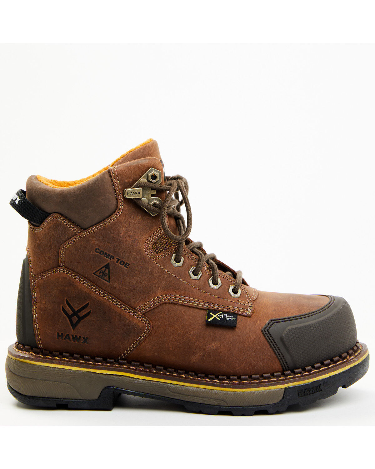 Image #2 - Hawx Men's 6" Crew Chief Internal Met Guard Work Boots - Composite Toe, Brown, hi-res