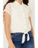 Image #3 - Shyanne Girls' Aspen Pearl Snap Tie-Front Short Sleeve Shirt, Off White, hi-res