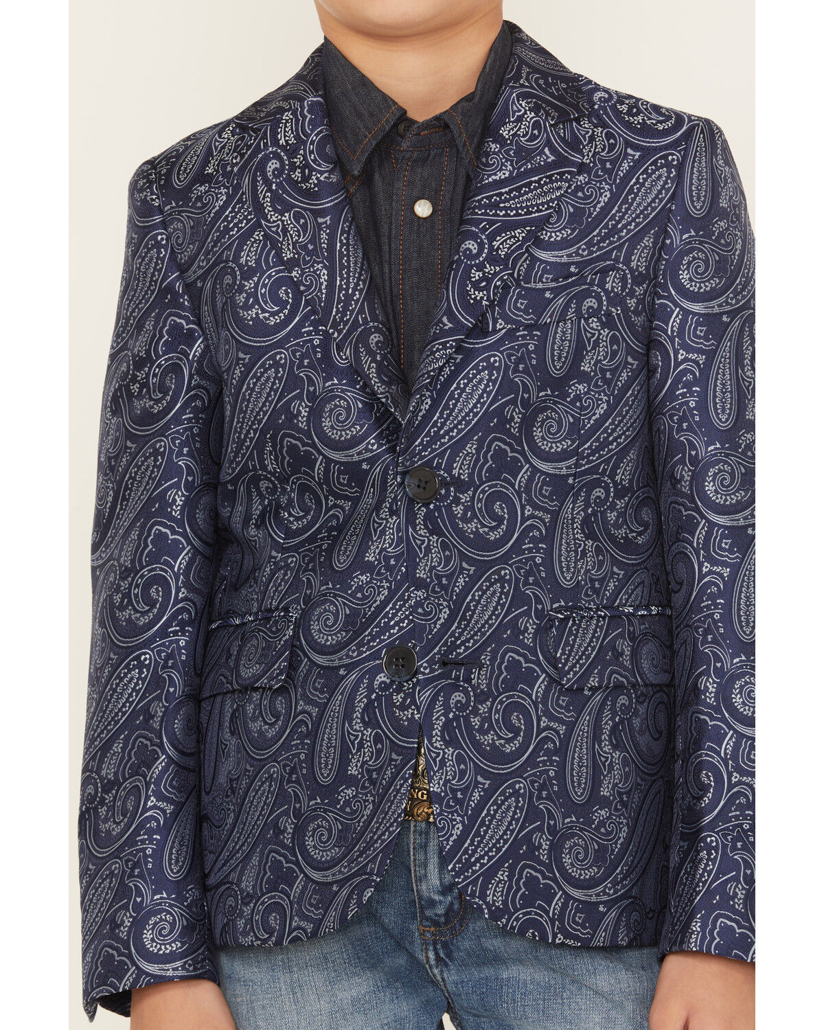 Image #3 - Rock & Roll Denim Boys' Paisley Print Blazer, Blue, hi-res