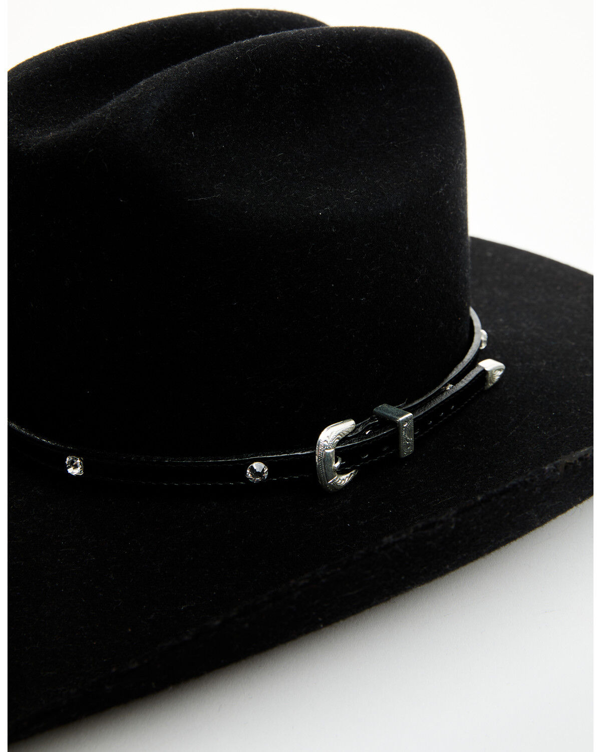 Image #1 - Austin Accent Women's Leather Rhinestone Hat Band, Black, hi-res