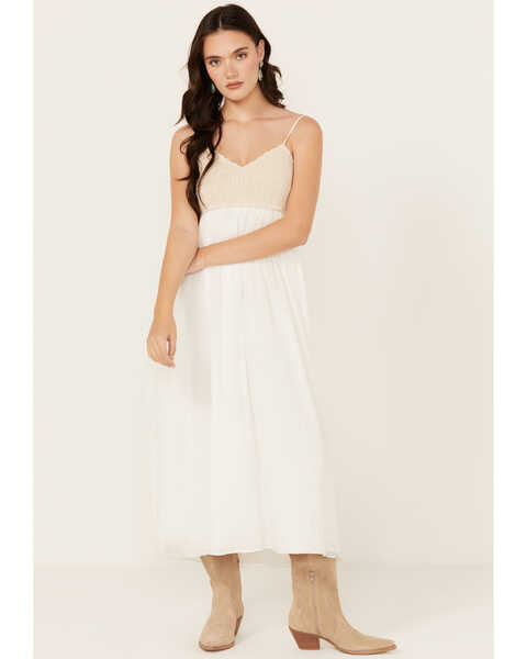 Yura Women's Crochet Sleeveless Midi Dress, White, hi-res