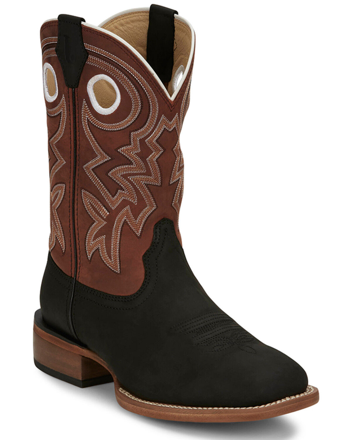Image #1 - Justin Men's Big News Western Boots - Broad Square Toe, Black, hi-res