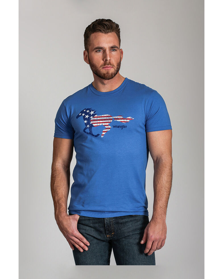 Wrangler Men's Flag Horse Graphic T-Shirt , Blue, hi-res