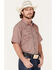 Image #2 - Cody James Men's Flock Solid Pearl Snap Western Shirt, Burgundy, hi-res