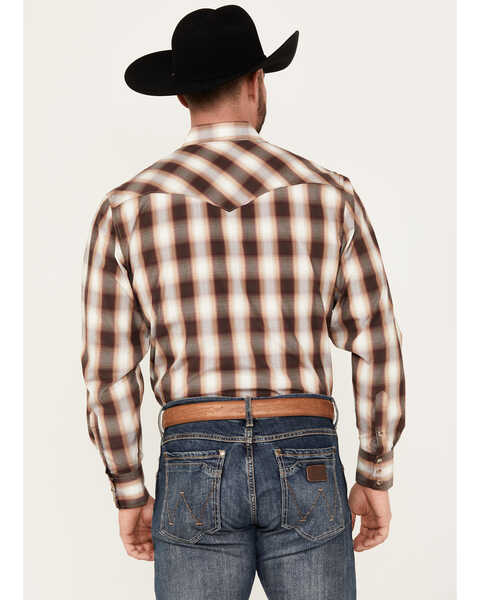 Image #4 - Rodeo Clothing Men's Plaid Print Long Sleeve Snap Western Shirt, Burgundy, hi-res