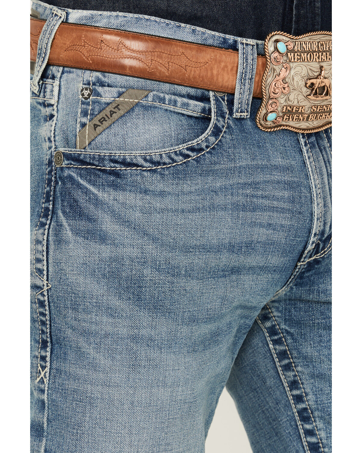 Image #2 - Ariat Men's Boot Barn Exclusive M2 Nolan Badger Medium Wash Relaxed Bootcut Stretch Denim Jeans - Big, Medium Wash, hi-res