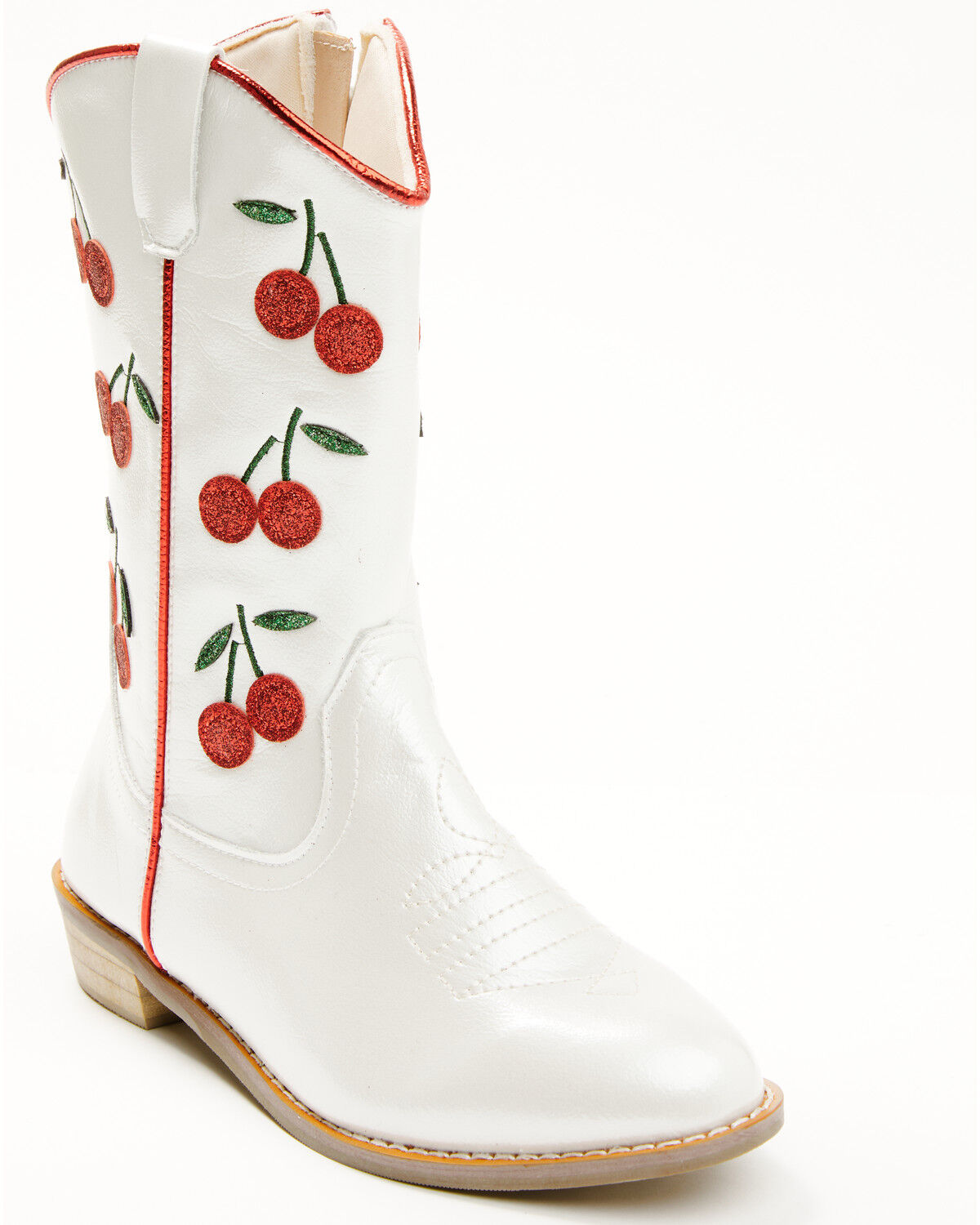 Image #1 - Wild + Rae Girls' Cherry Western Boots - Round Toe, White, hi-res