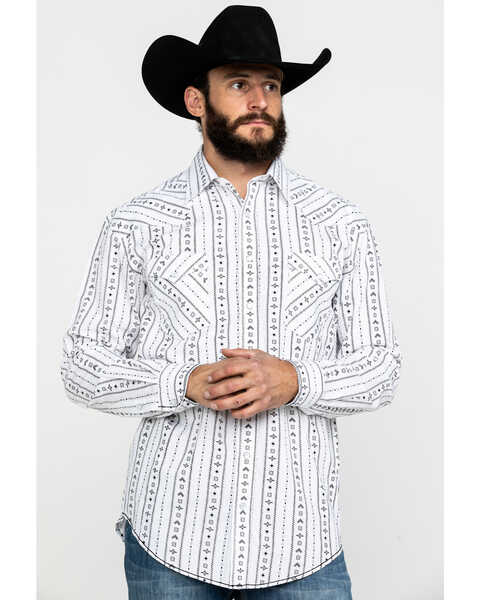 Image #5 - Rough Stock by Panhandle Men's Kaibab Southwestern Print Long Sleeve Western Shirt , White, hi-res