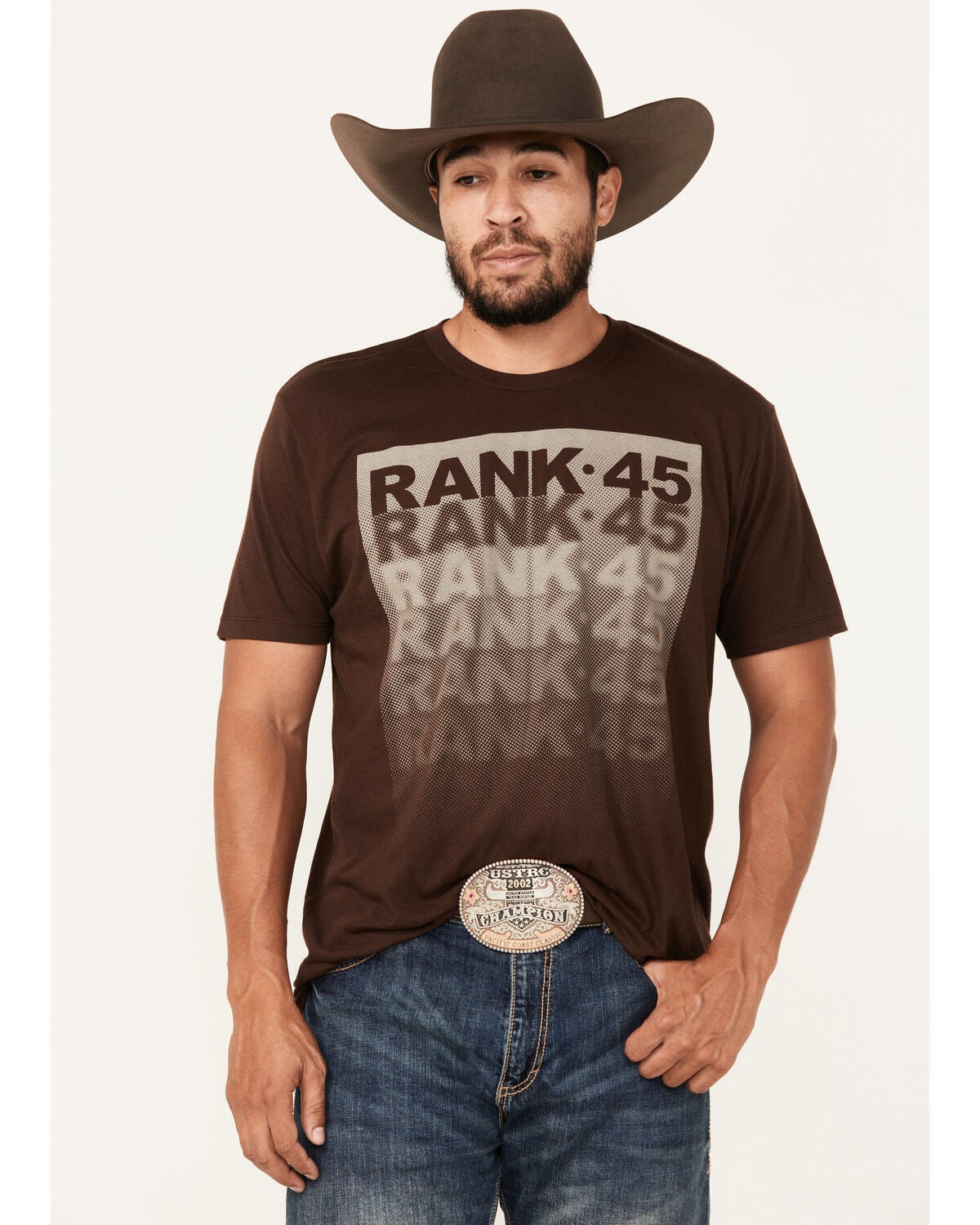 Image #1 - RANK 45&reg; Men's Blurville Short Sleeve Graphic T-Shirt, Chocolate, hi-res