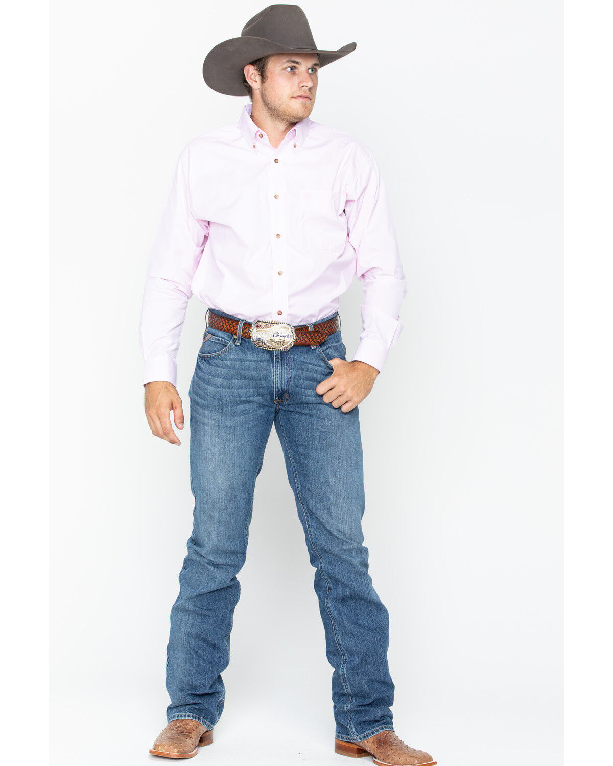 Image #5 - Ariat Men's Pink Dayne Mini Striped Long Sleeve Shirt - Big & Tall, Pink, hi-res