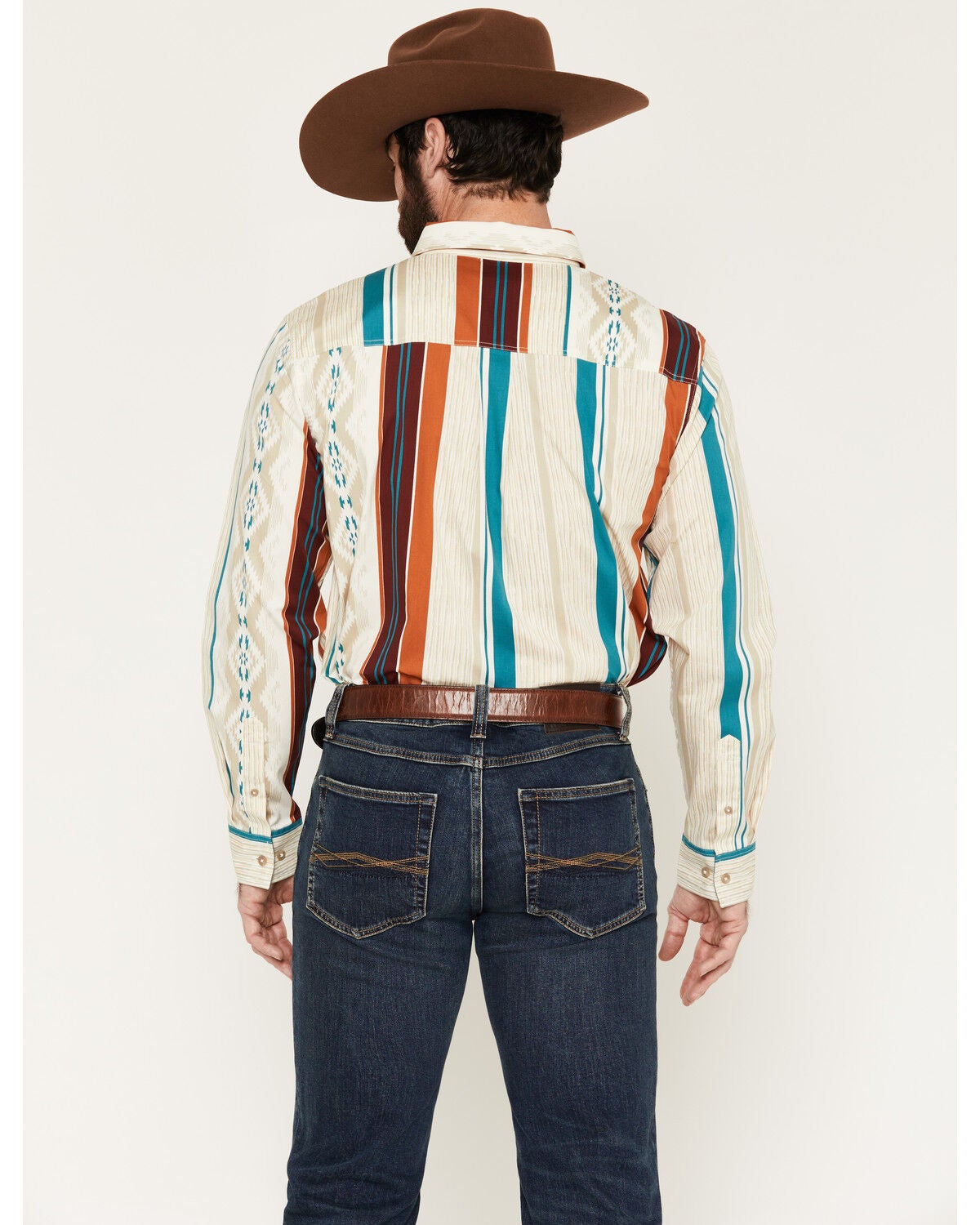 Image #4 - RANK 45&reg; Men's Georgia Line Southwestern Stripe Print Long Sleeve Button-Down Stretch Western Shirt, Ivory, hi-res