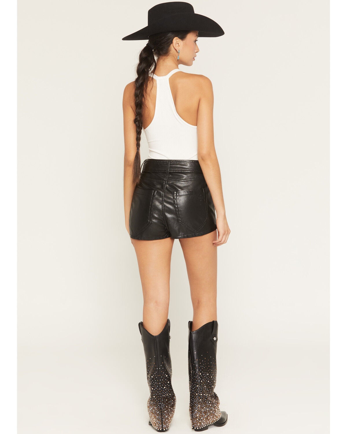 Image #3 - Show Me Your Mumu Women's High Rise Asher Faux Leather Belted Shorts, Black, hi-res