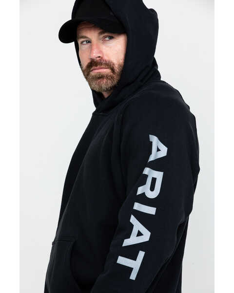 Image #3 - Ariat Men's FR Primo Fleece Logo Work Hooded Sweatshirt - Tall , Black, hi-res