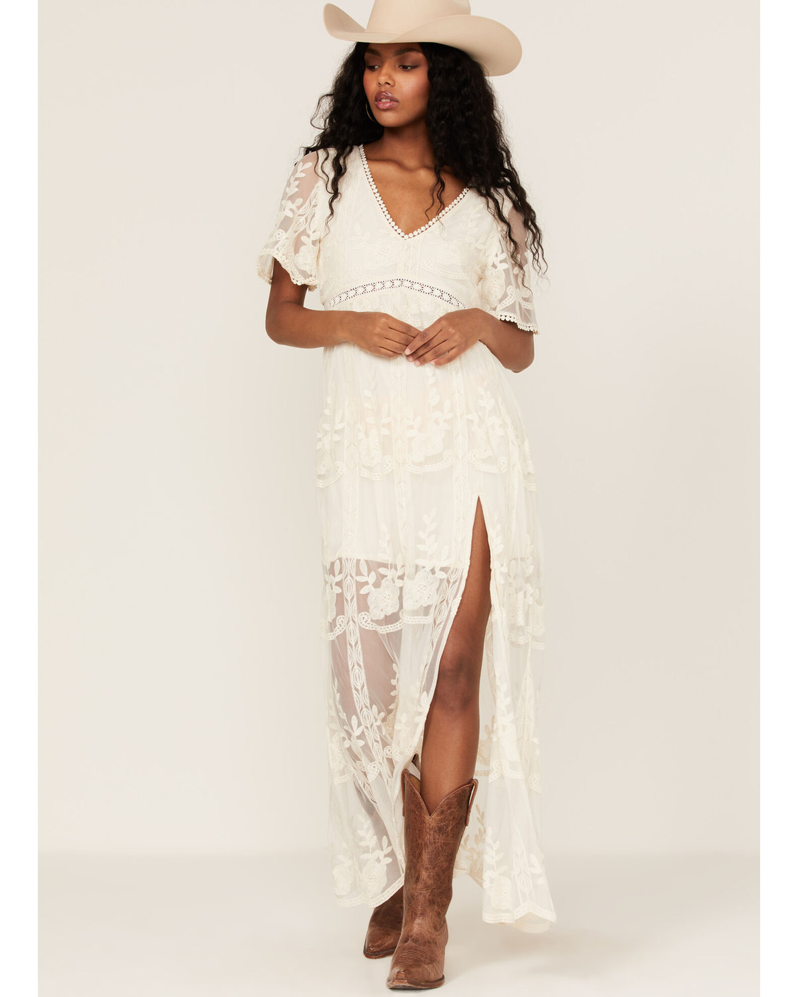 Shyanne Women s Floral Lace Split Leg Maxi Dress Country Outfitter