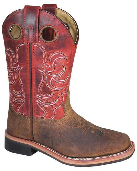 Image #1 - Smoky Mountain Boys' Jesse Western Boots - Broad Square Toe, Brown, hi-res