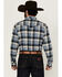 Image #4 - Blue Ranchwear Men's Finney Plaid Print Long Sleeve Snap Western Shirt, Indigo, hi-res