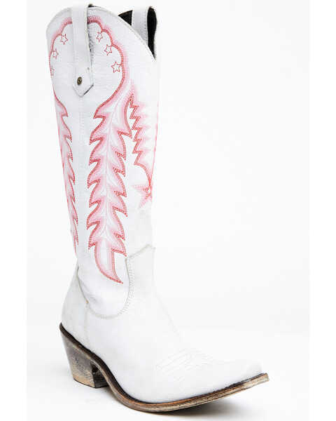 Liberty Black Women's Marissa Star Stitched Boots - Snip Toe, White, hi-res