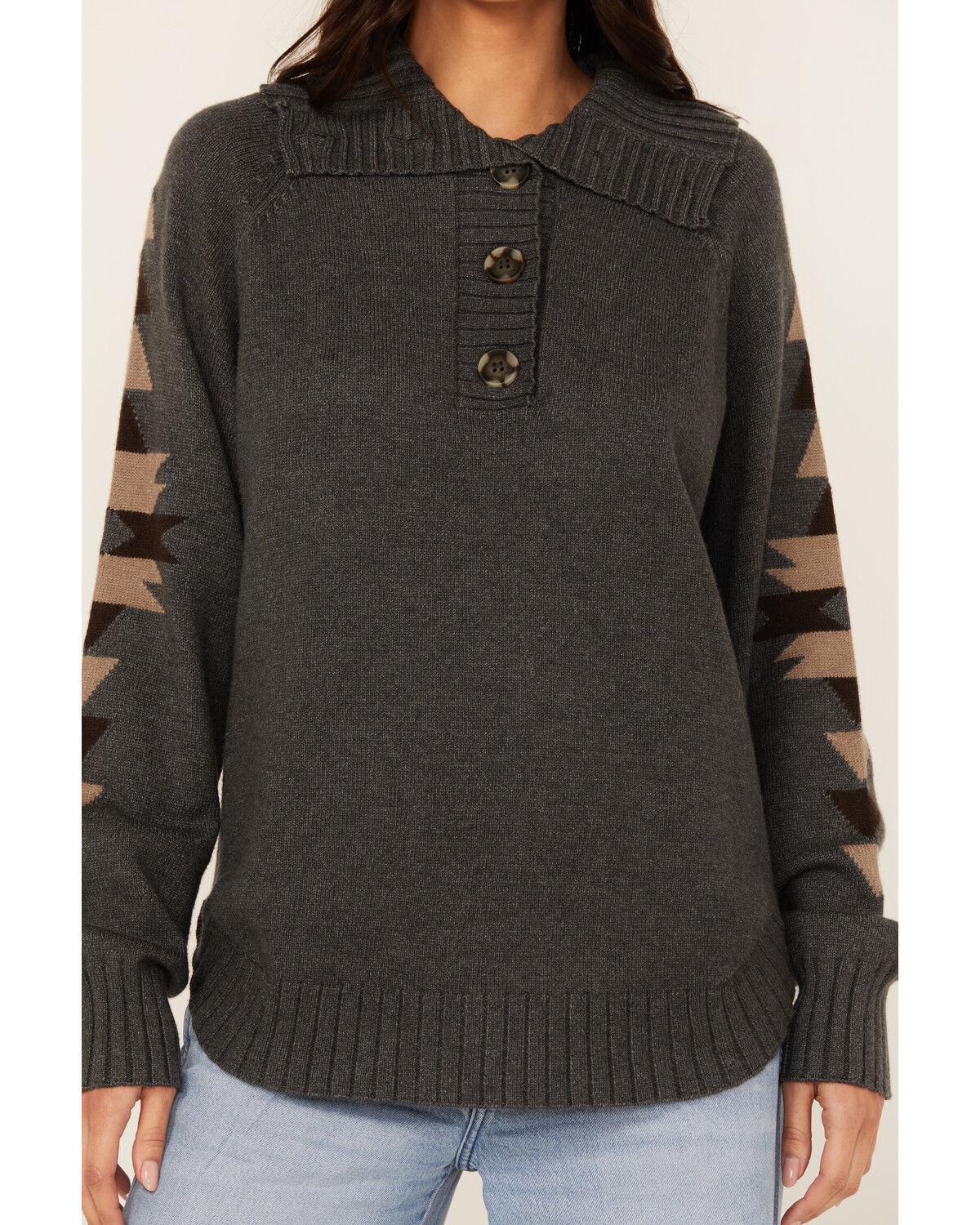 Image #3 - Ariat Women's Southwestern Elbow Sweater, Grey, hi-res