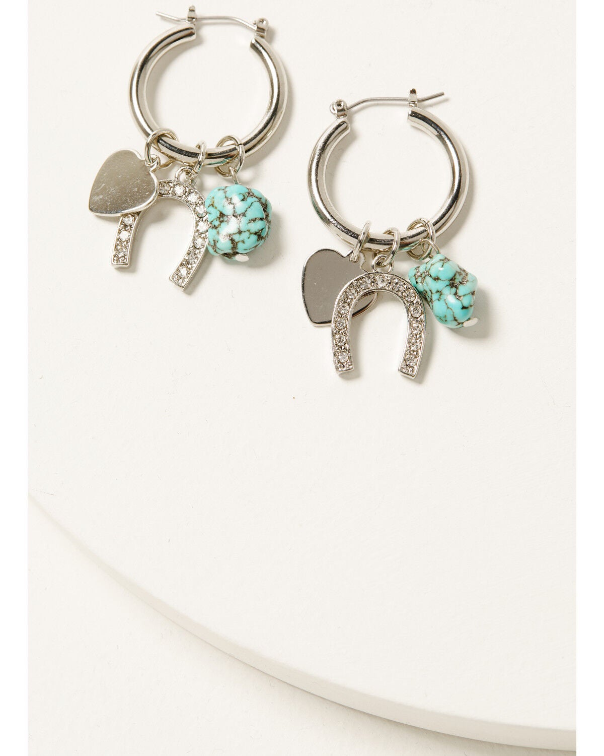 Image #1 - Shyanne Women's Dangle Charm Hoop Earrings, Silver, hi-res