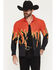 Image #1 - Panhandle Slim Men's Vintage Flame Print Long Sleeve Snap Western Shirt, Black, hi-res