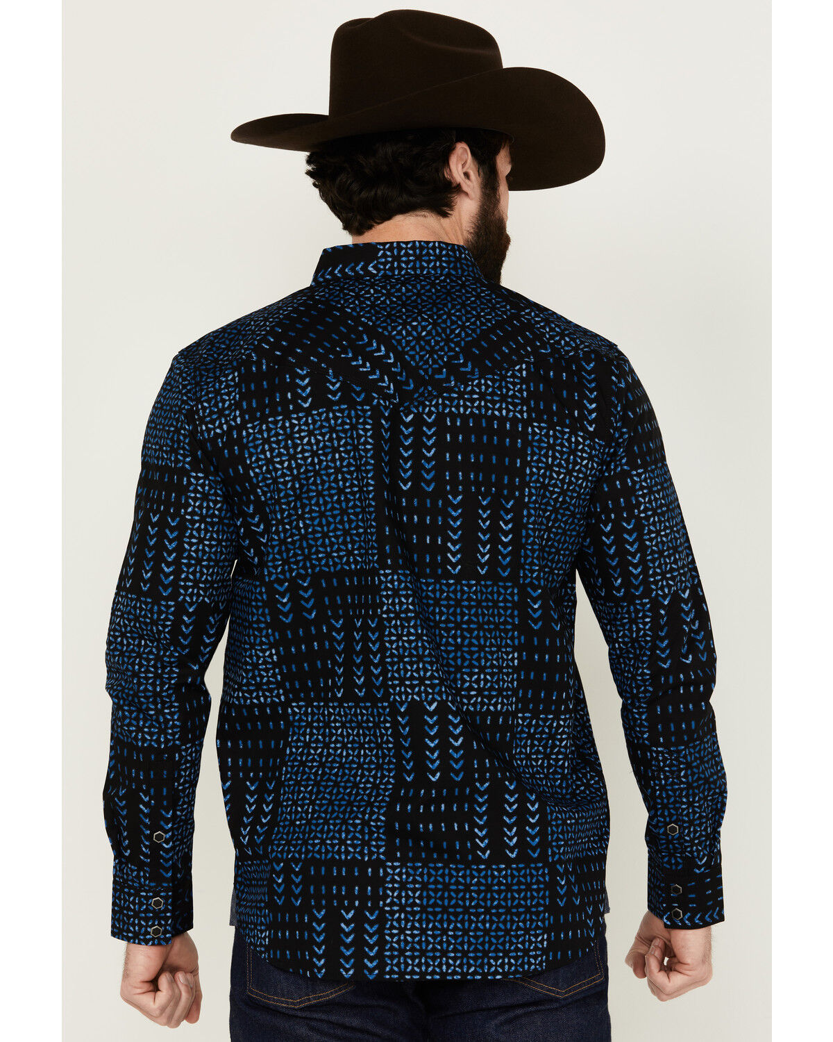 Image #4 - Moonshine Spirit Men's Twilight Southwestern Geo Print Long Sleeve Snap Western Shirt, Black, hi-res