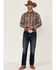 Image #2 - Rough Stock By Panhandle Men's Ombre Plaid Print Long Sleeve Pearl Snap Western Shirt , Maroon, hi-res