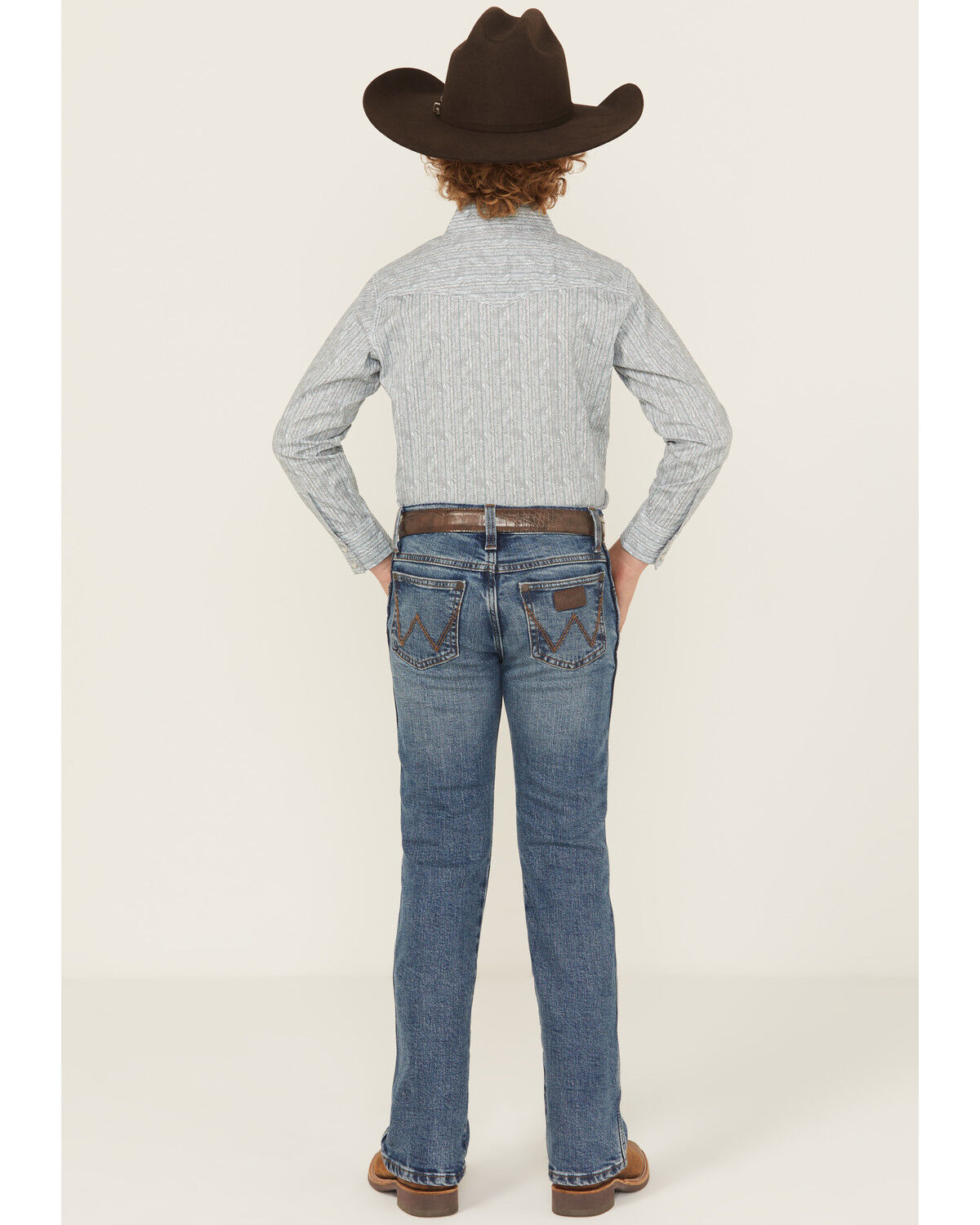 Image #4 - Wrangler 20X Boys' Paisley Print Long Sleeve Snap Stretch Western Shirt, Grey, hi-res
