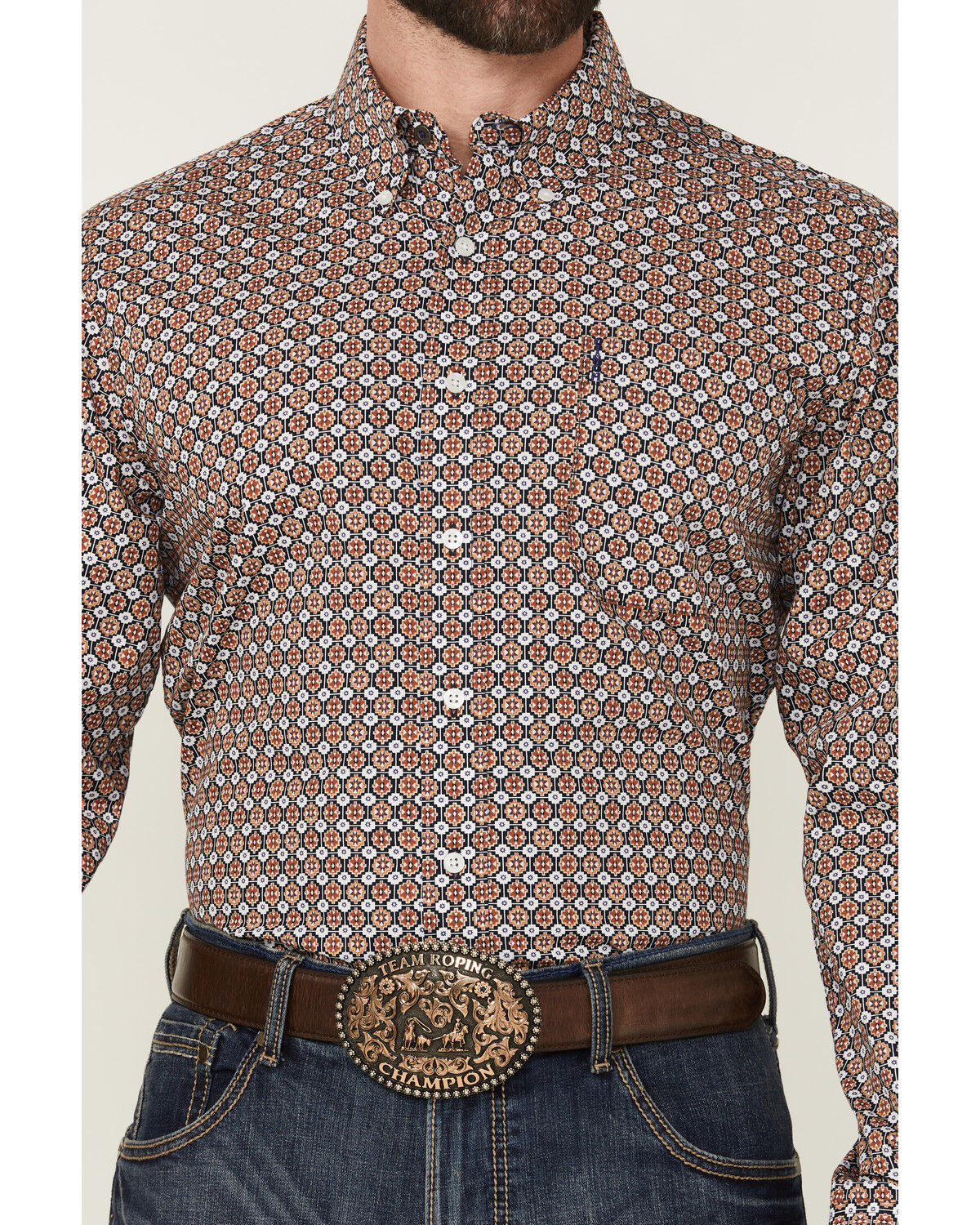 Image #3 - Cinch Men's Geo Print Long Sleeve Button-Down Western Shirt, Multi, hi-res