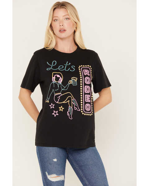 Idyllwind Women's Quail Let's Rodeo Graphic Tee, Black, hi-res