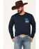 Image #1 - Cody James Men's Heather Navy Forever Cowboy Graphic Long Sleeve T-Shirt , Navy, hi-res