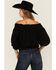 Image #4 - Wild Moss Women's Solid Smocked Off The Shoulder Top, Black, hi-res