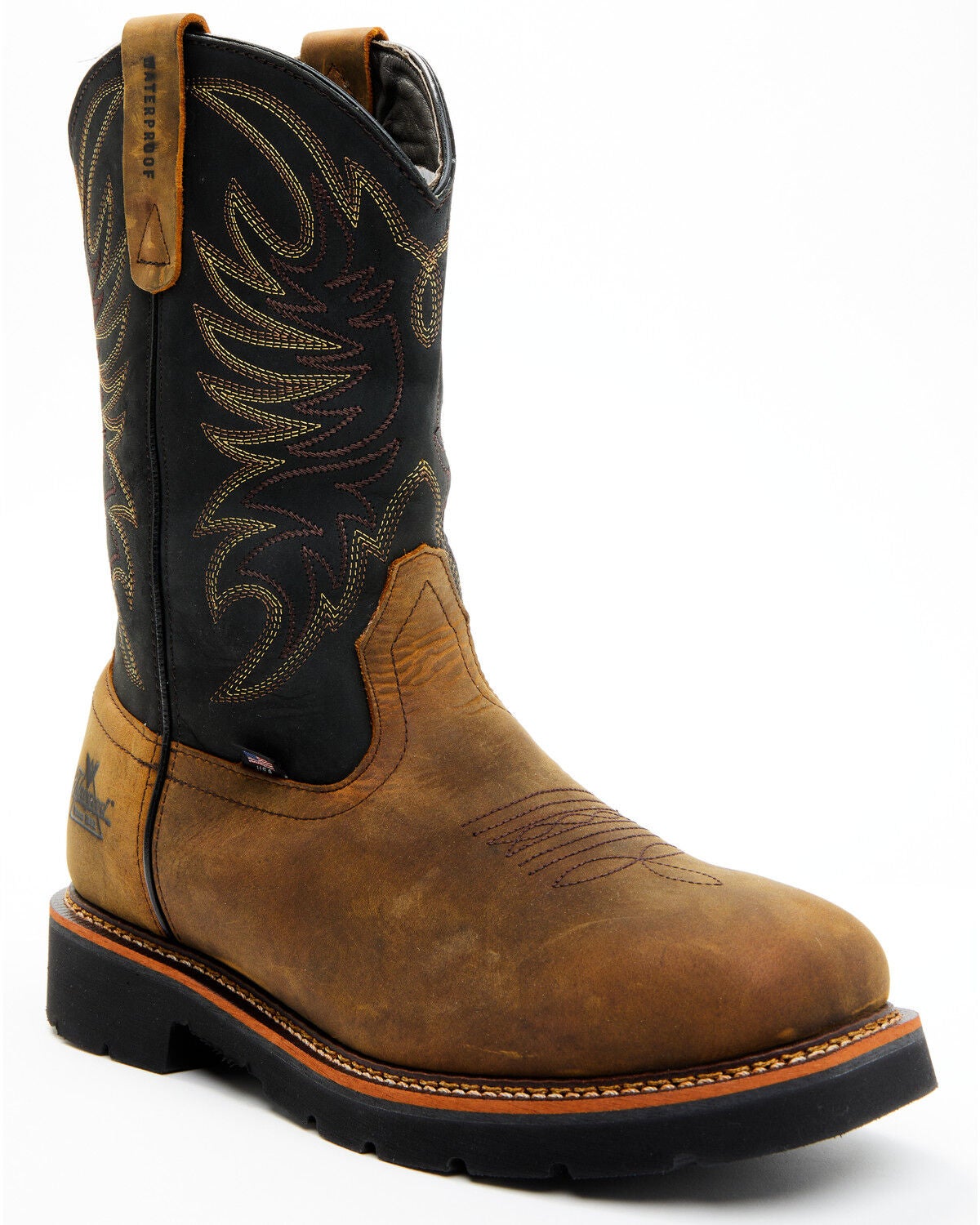 Thorogood Men's 11" USA Waterproof Wellington Work Boots - Steel Toe, Brown, hi-res