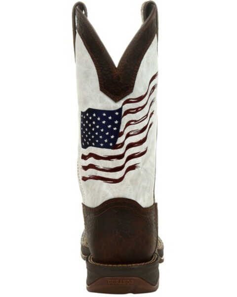 Image #4 - Durango Men's Flag Embroidery Western Performance Boots - Square Toe, Brown, hi-res