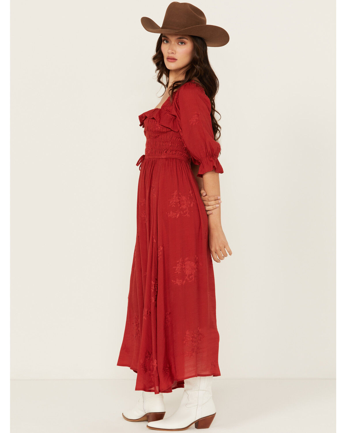 Image #2 - Wild Moss Women's Embroidered Half Sleeve Maxi Dress, , hi-res