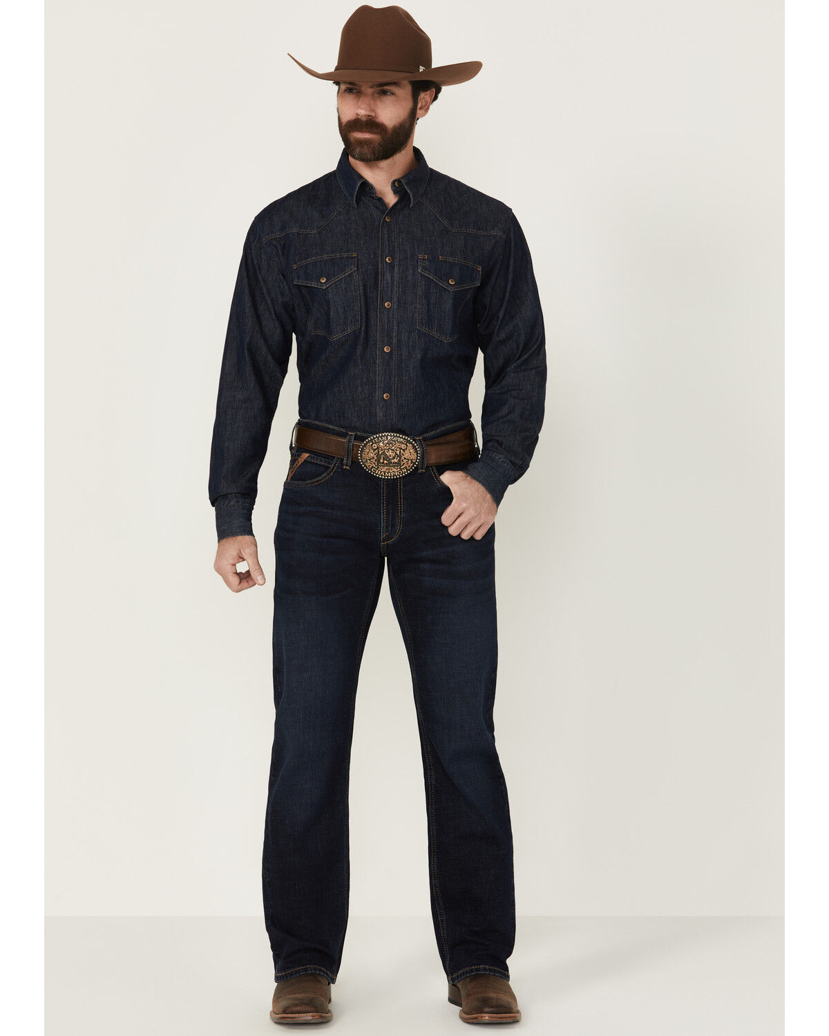 Image #1 - Ariat Men's M5 Turner Dexter Dark Wash Straight Stretch Denim Jeans, Dark Wash, hi-res