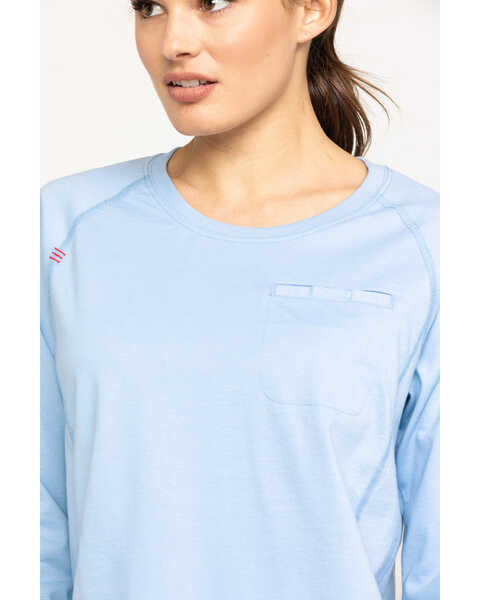 Image #4 - Ariat Women's FR Air Crew Long Sleeve Work Shirt, Blue, hi-res