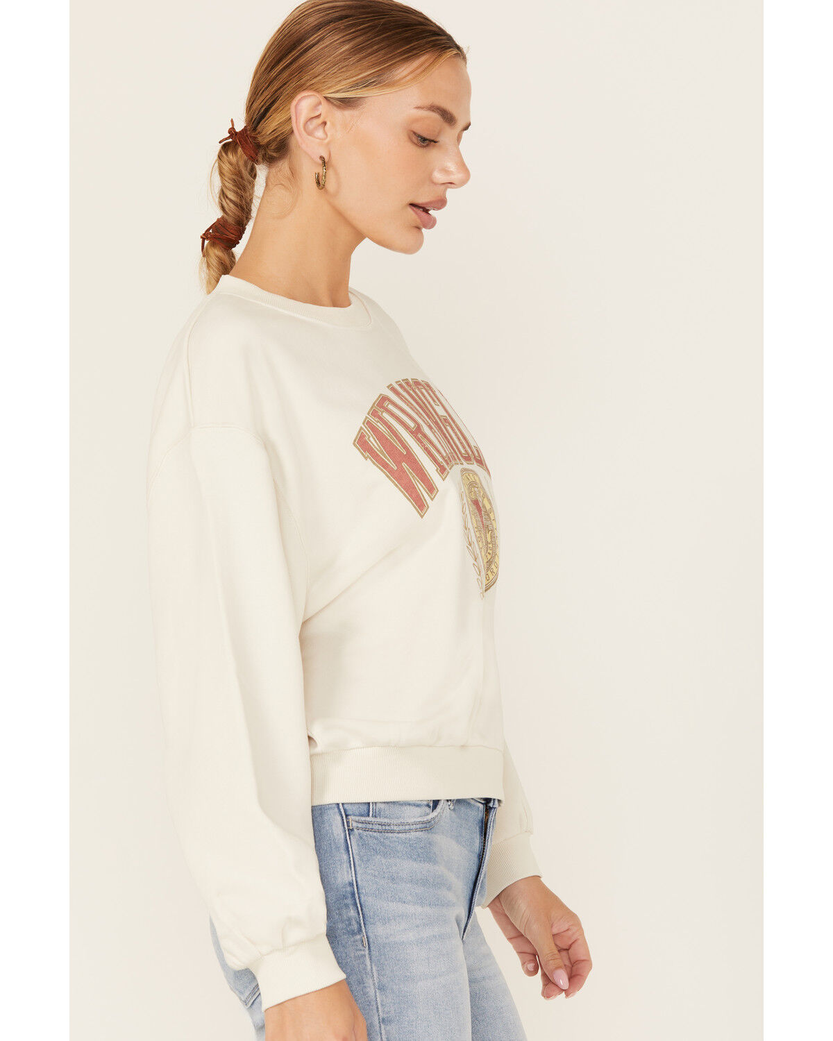 Image #3 - Wrangler Women's Modern Oversized Logo Crewneck Sweatshirt, White, hi-res