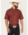 Image #1 - Roper Men's Amarillo Geo Print Short Sleeve Button-Down Western Shirt, Red, hi-res