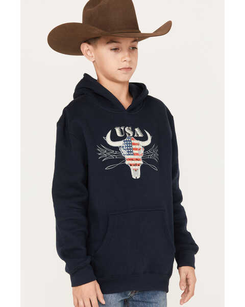 Image #2 - Cody James Boys' Bull Flag Hooded Sweatshirt, Navy, hi-res
