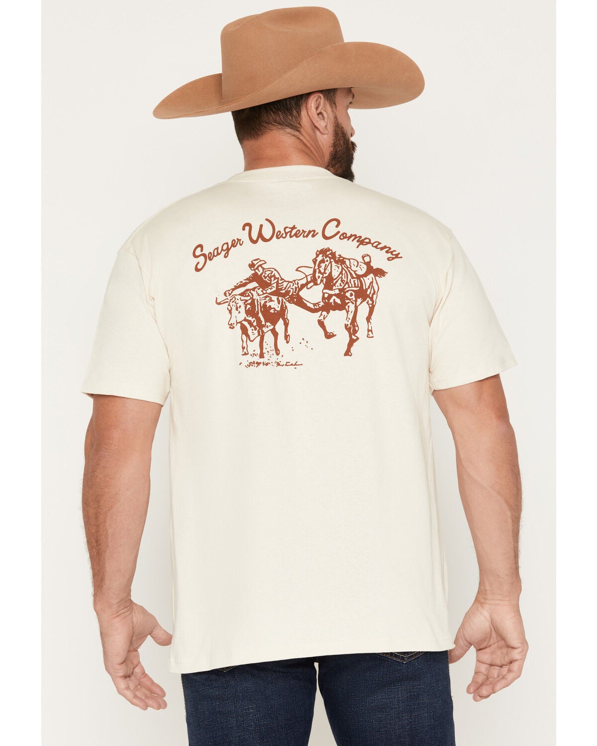 Image #1 - Seager Men's Los Rio Short Sleeve Graphic T-Shirt, White, hi-res