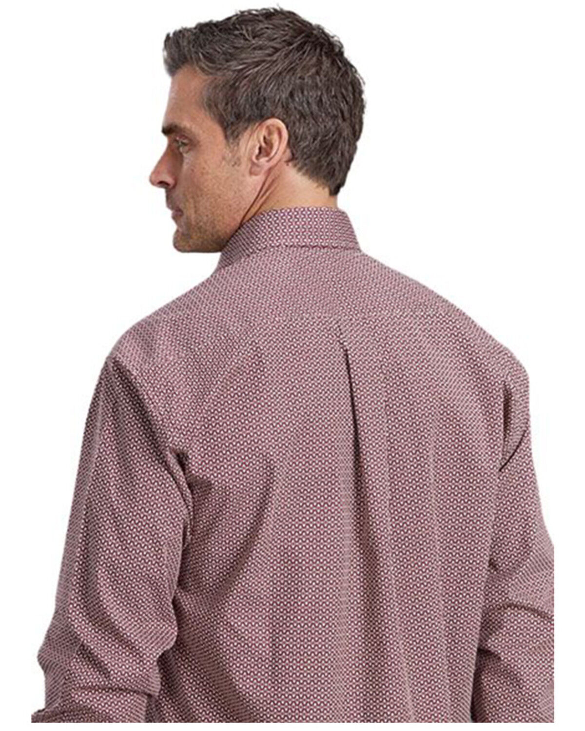 Image #2 - Stetson Men's Geo Print Long Sleeve Button-Down Western Shirt, Wine, hi-res
