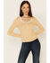 Image #1 - Wild Moss Women's Ribbed Knit Henley Lace Long Sleeve Top , Yellow, hi-res